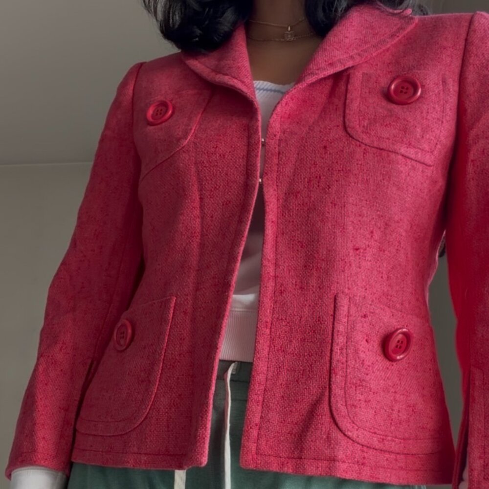 Akris Hot Pink Blazer Jacket in Small